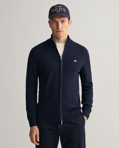 GANT Mens Casual Cotton Zip Cardigan 433 Evening Blue – CHO