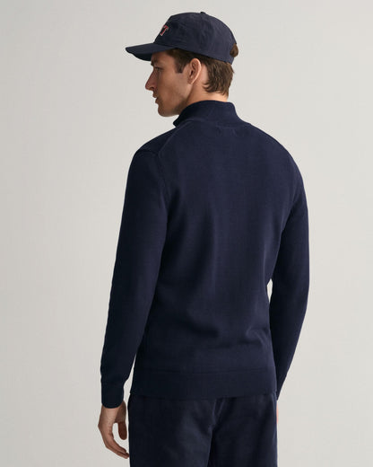 GANT Mens Casual Cotton Zip Cardigan - 433 Evening Blue