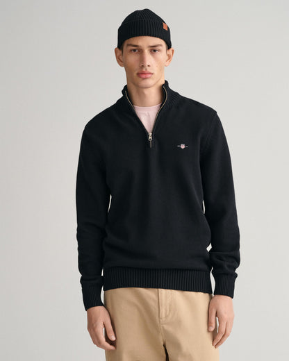 GANT Mens Casual Cotton Half Zip Jumper - 5 Black