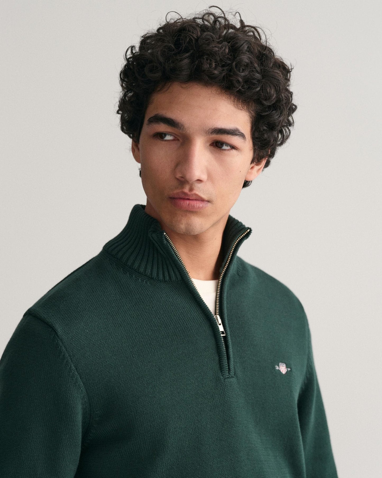 GANT Mens Casual Cotton Half Zip Jumper - 374 Tartan Green