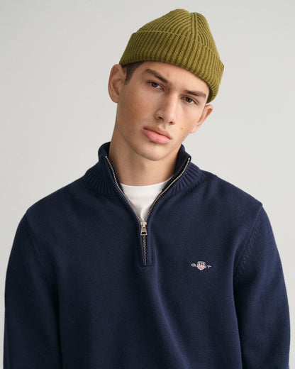 GANT Mens Casual Cotton Half Zip Jumper - 433 Evening Blue
