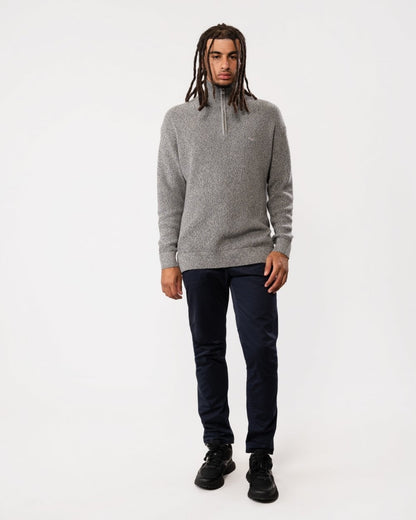 GANT Mens Twisted Yarn Half-Zip Sweater - 92 Dark Grey Melange