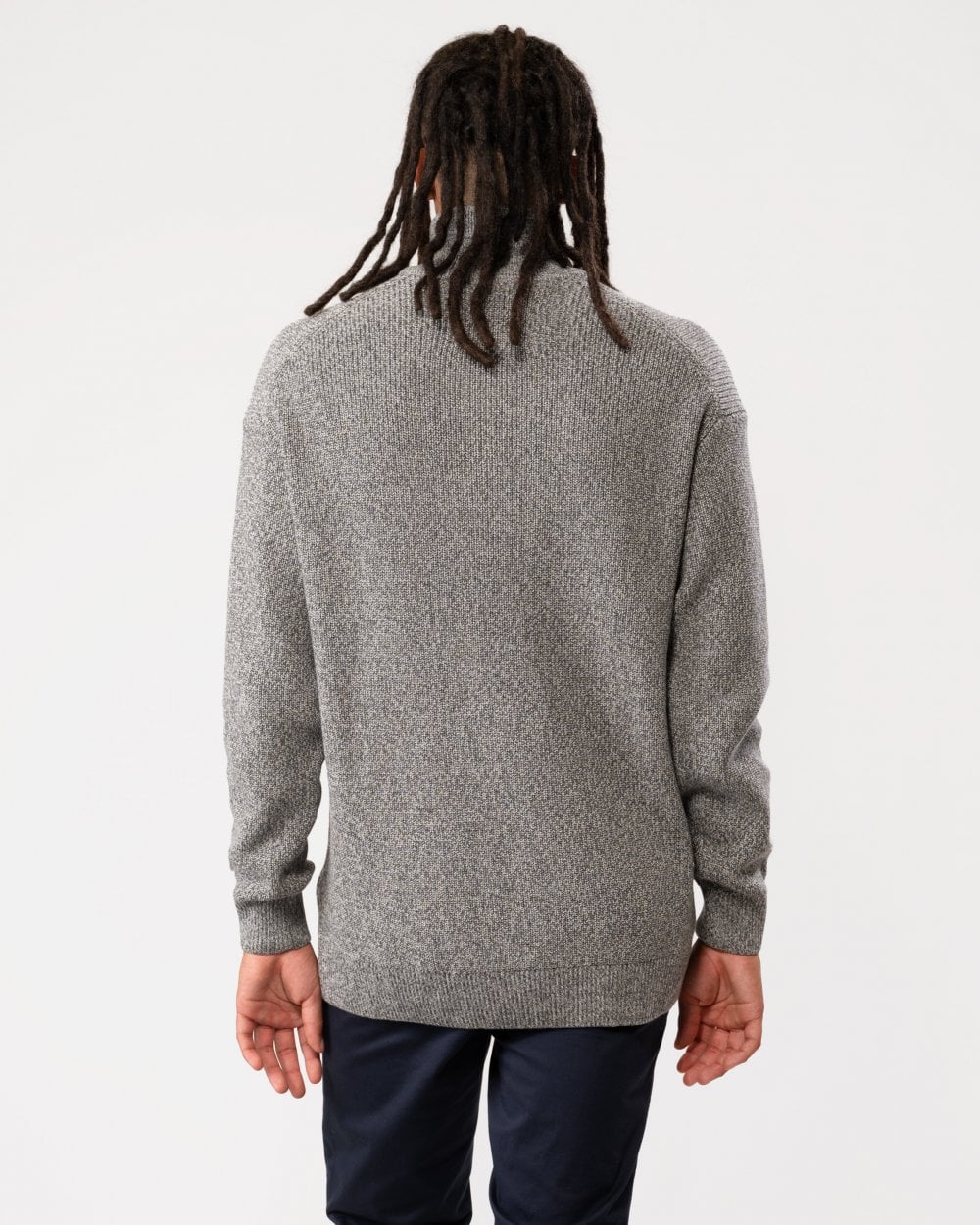 GANT Mens Twisted Yarn Half-Zip Sweater - 92 Dark Grey Melange