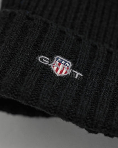 GANT Unisex Shield Wool Beanie - 5 Black