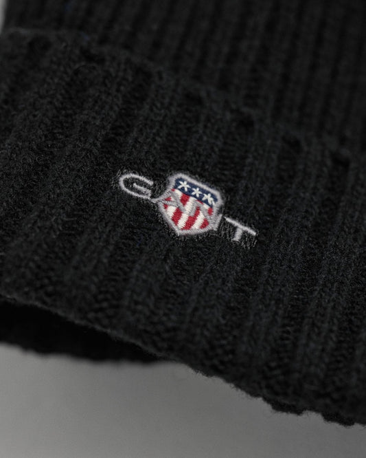 GANT Unisex Shield Wool Beanie - 5 Black