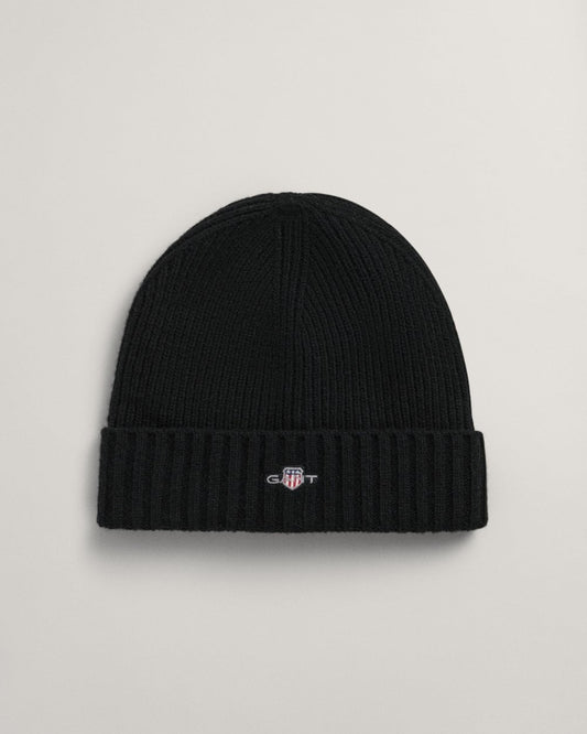 GANT Unisex Shield Wool Beanie - 5 Black