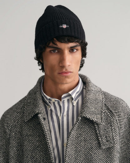 GANT Unisex Shield Wool Beanie - 5 Black