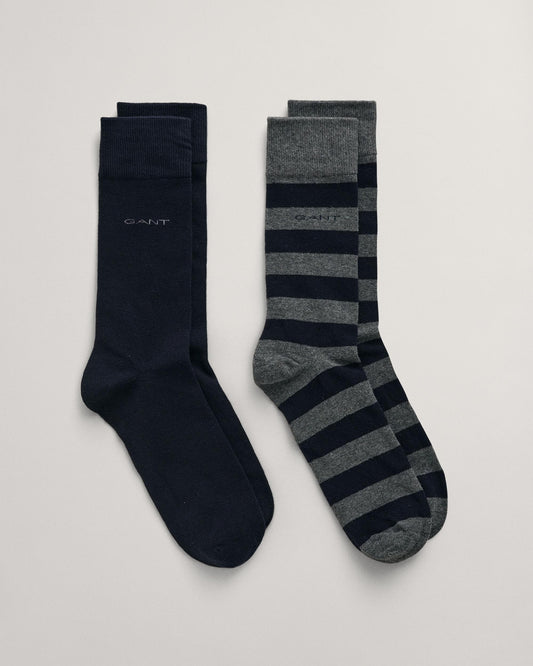 GANT Mens Barstripe And Solid Socks 2-Pack