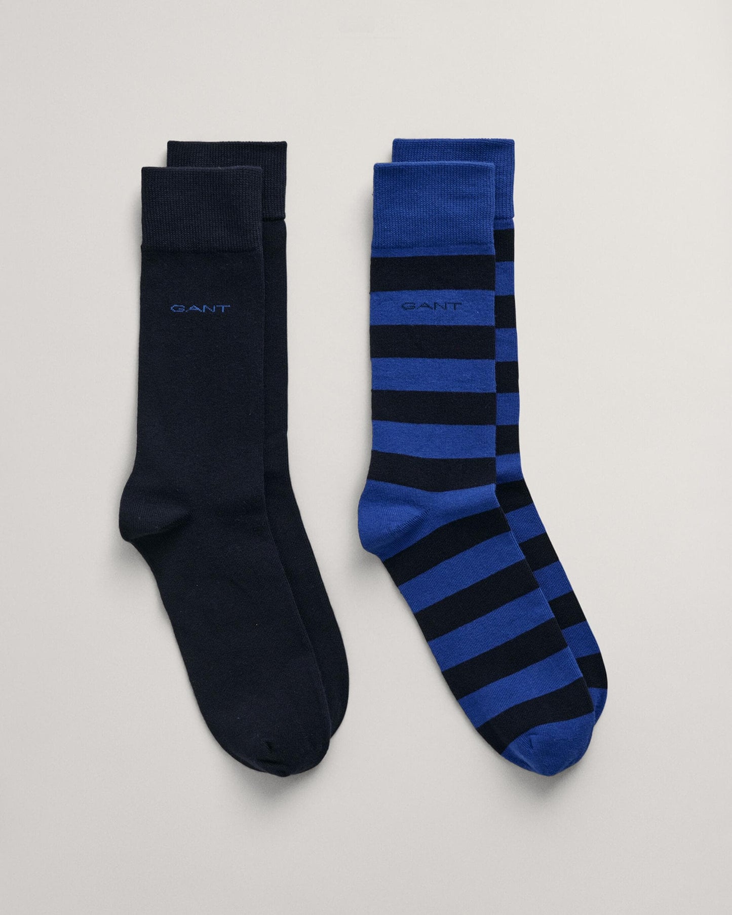 GANT Mens Barstripe And Solid Socks 2-Pack - 436 College Blue