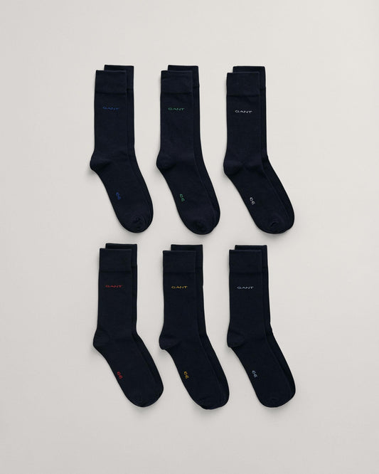 Gant Mens Soft Cotton Socks 6-Pack - 410 Marine