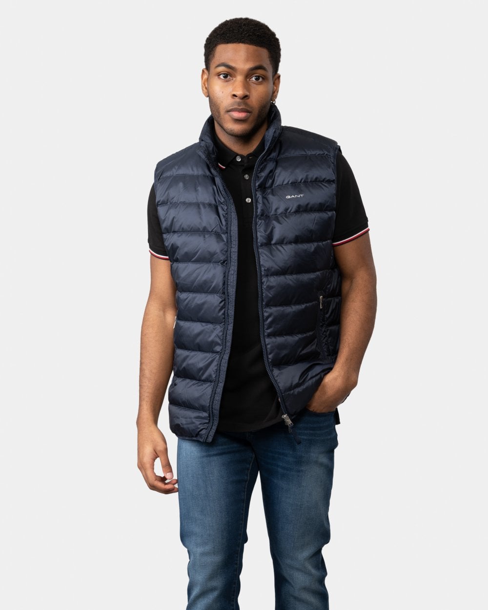 GANT Mens Light Down Gilet - 433 Evening Blue