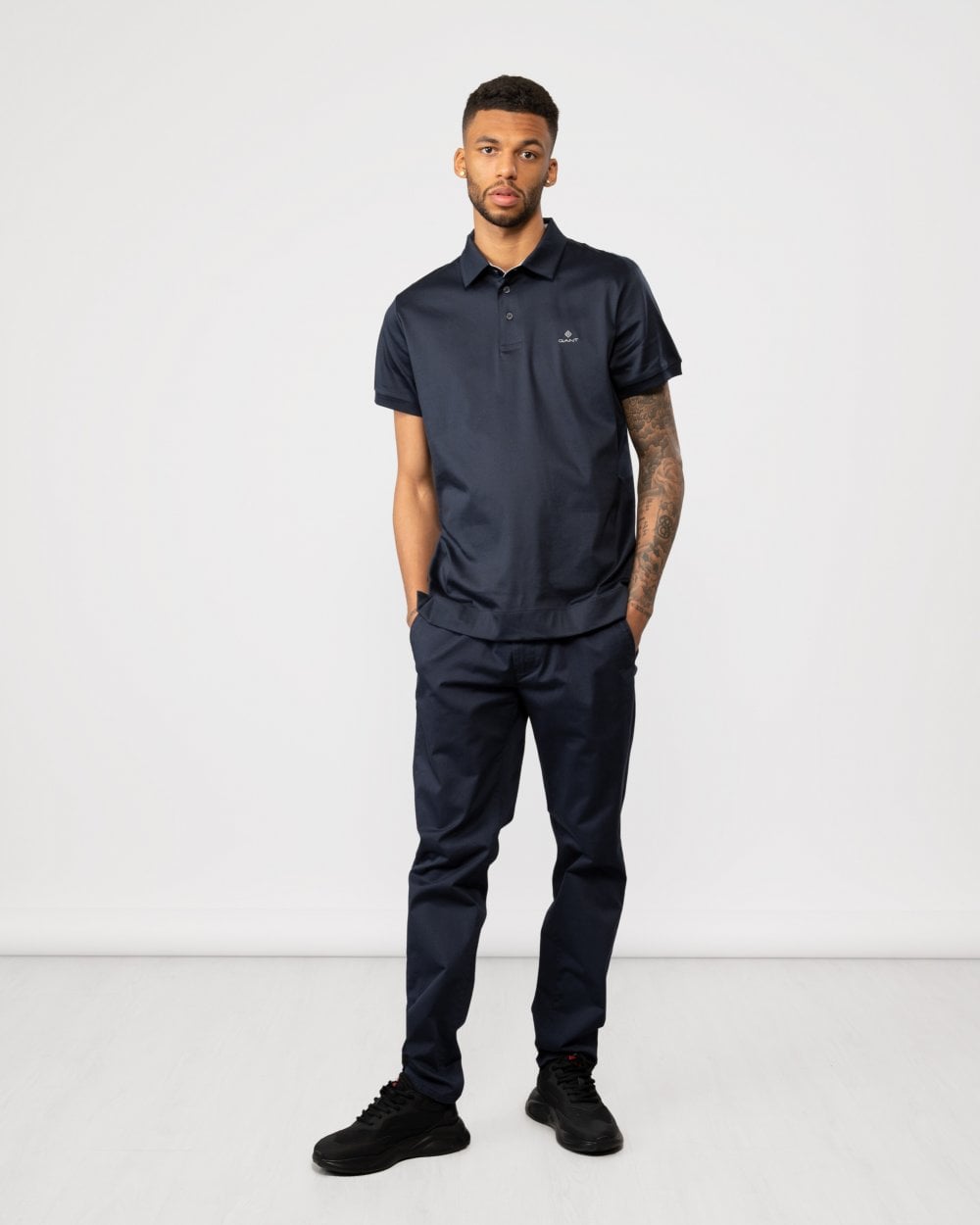 GANT Mens Mercerized Jersey Short Sleeve Rugger - 433 Evening Blue