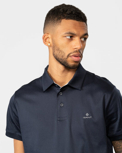 GANT Mens Mercerized Jersey Short Sleeve Rugger - 433 Evening Blue