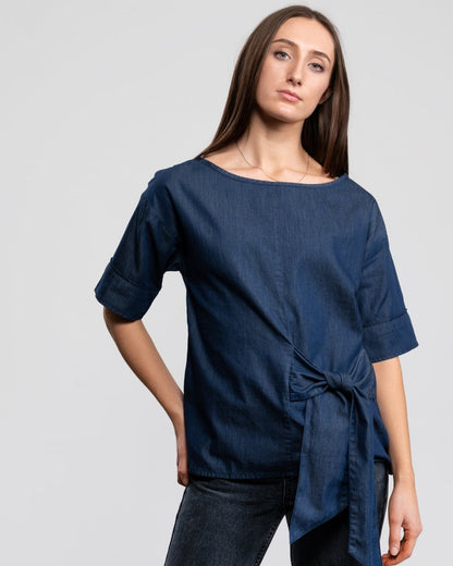 Great Plains Darla Denim Front Tie Womens Top