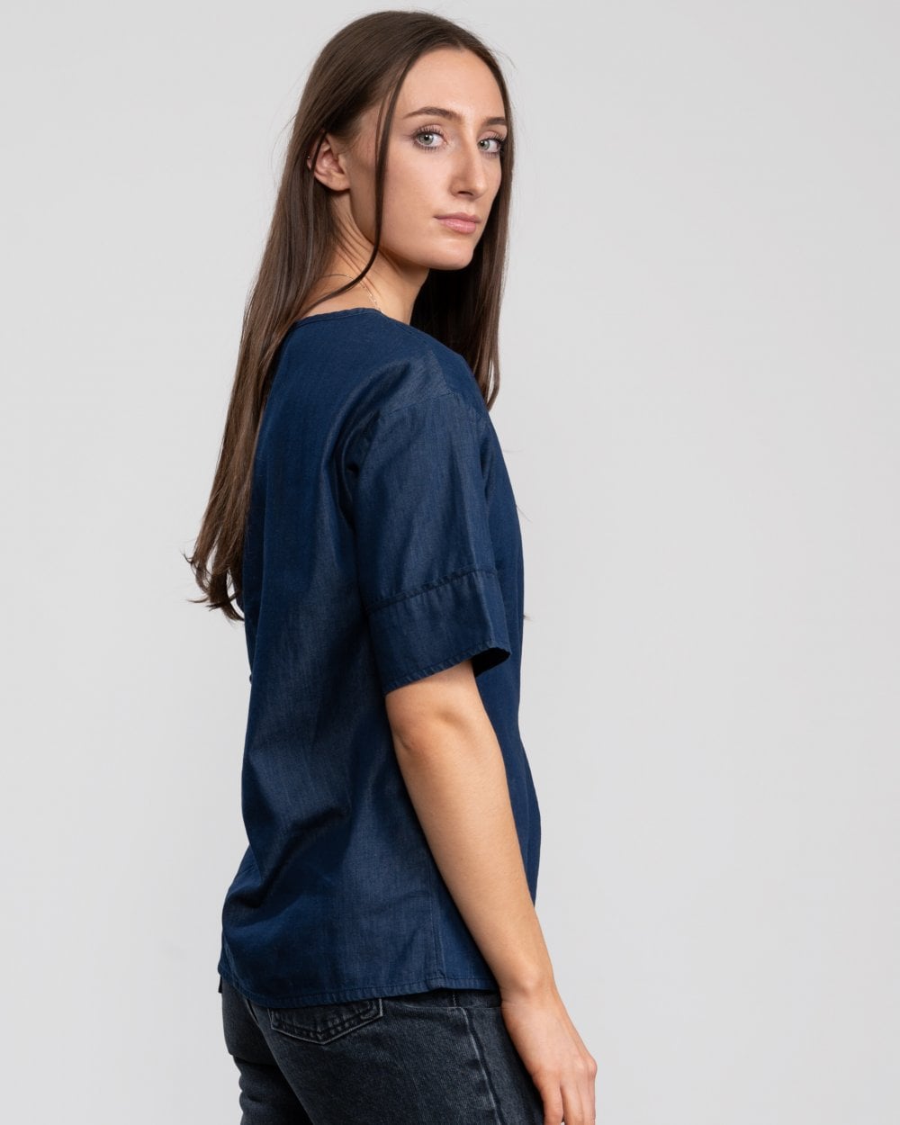 Great Plains Darla Denim Front Tie Womens Top