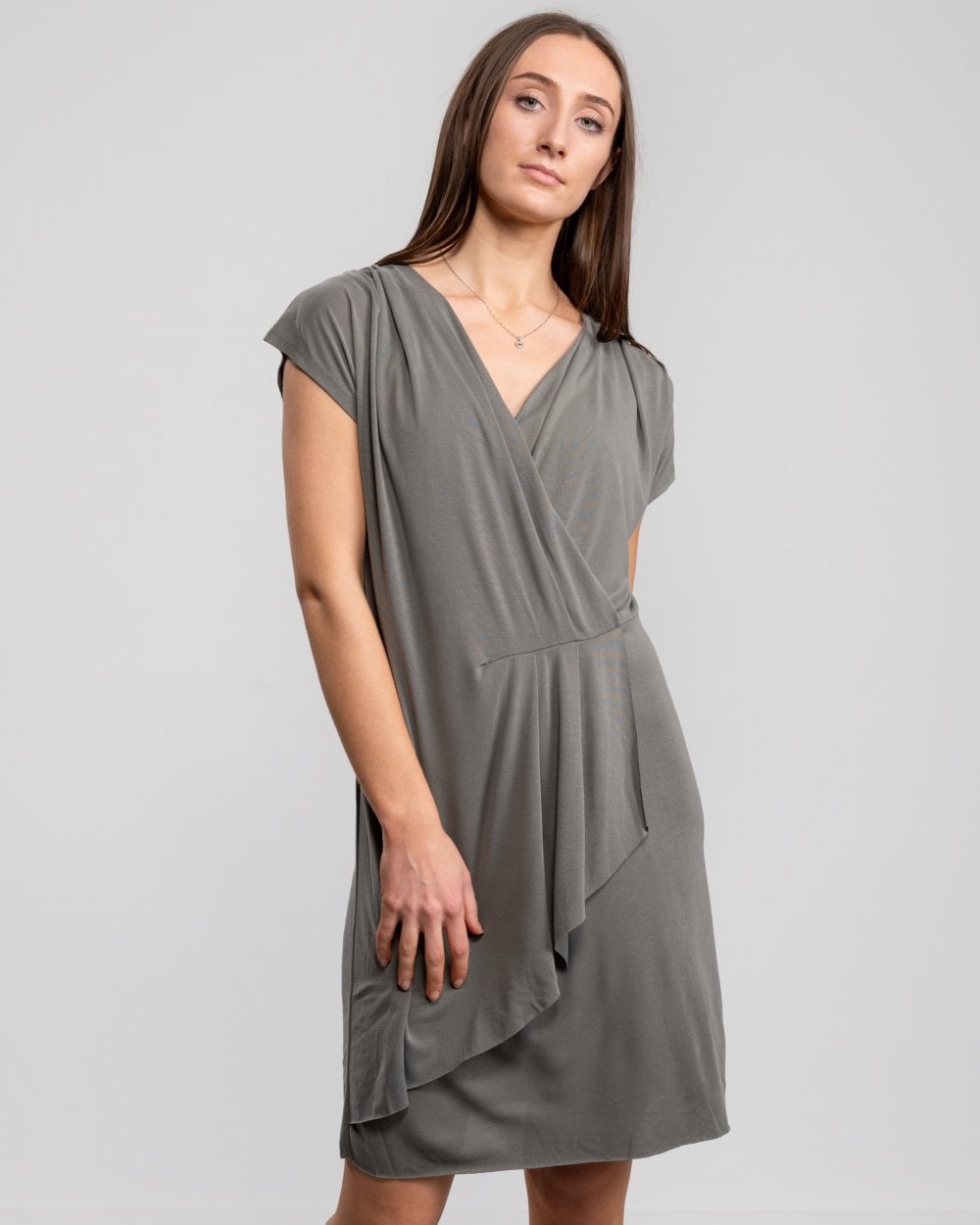 Great Plains So Peachy V Neck Drape Womens Dress