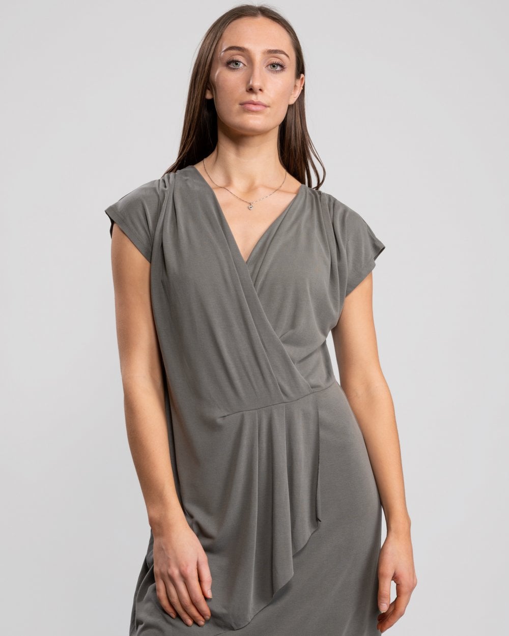 Great Plains So Peachy V Neck Drape Womens Dress