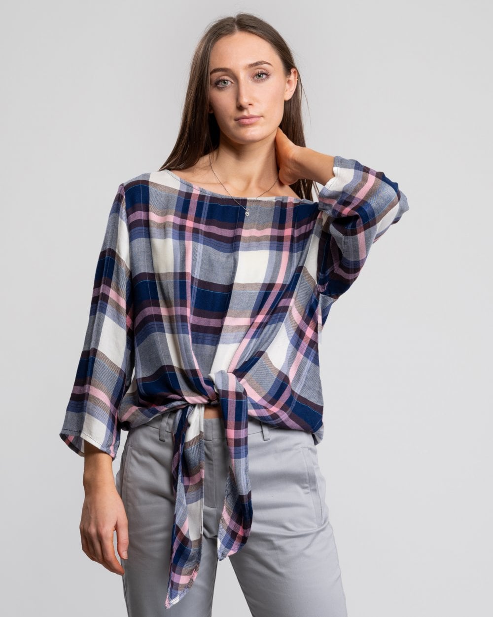 Great Plains Charlotte Check Knot Detail Womens Top