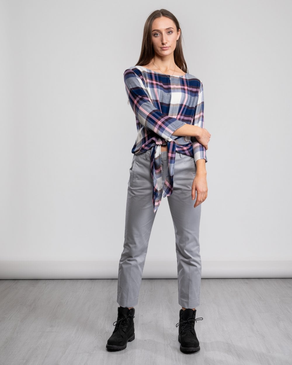 Great Plains Charlotte Check Knot Detail Womens Top