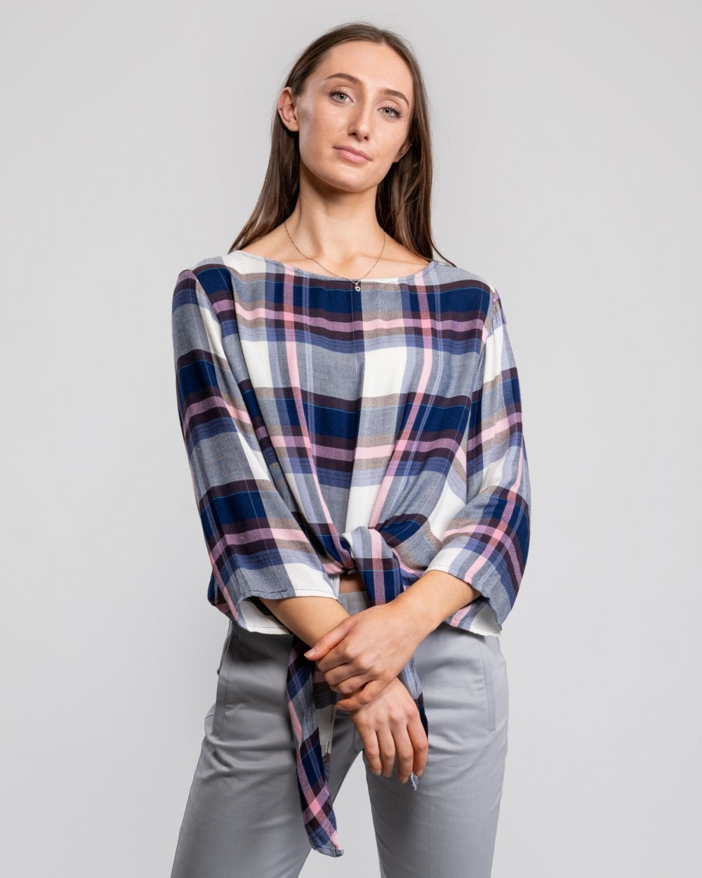 Great Plains Charlotte Check Knot Detail Womens Top