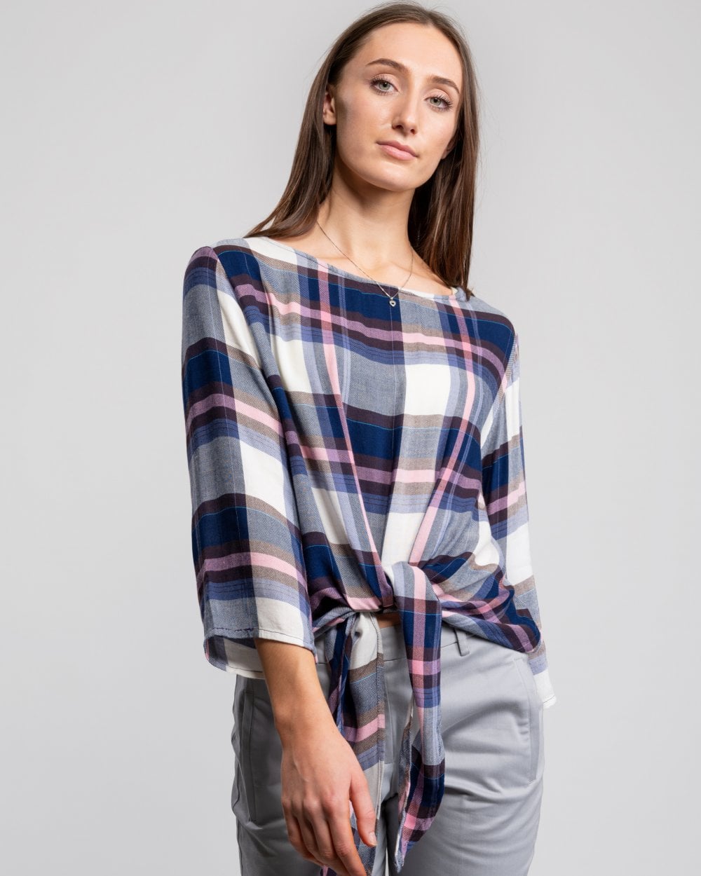 Great Plains Charlotte Check Knot Detail Womens Top