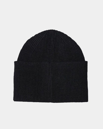 HUGO Xaff 6 Mens Knitted Beanie Hat With Ribbing and Red Logo Label - Black 001