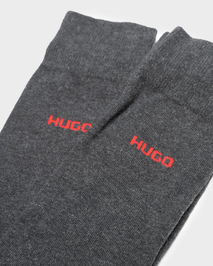 HUGO 2 Pack RS Uni Colour Mens Socks NOS - Charcoal 012