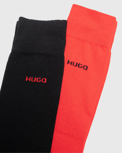 HUGO 2 Pack RS Uni Colour Mens Socks NOS - Red 693
