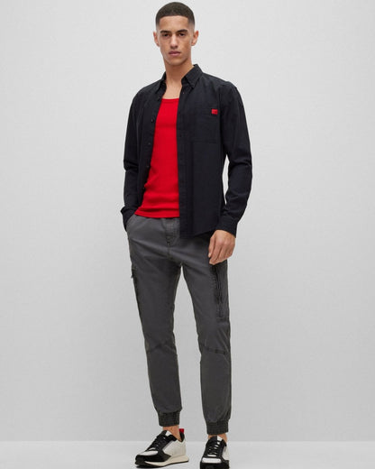 HUGO Evito Slim Fit Mens Long Sleeved Shirt - Black 004