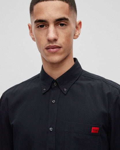HUGO Evito Slim Fit Mens Long Sleeved Shirt - Black 004