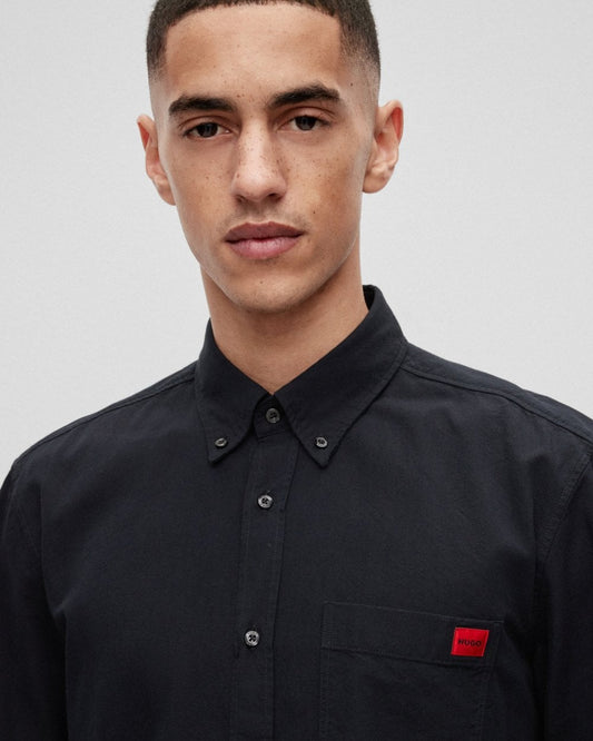 HUGO Evito Slim Fit Mens Long Sleeved Shirt - Black 004