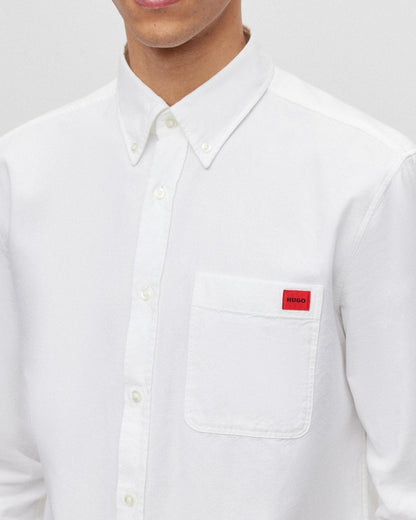 HUGO Evito Slim Fit Mens Long Sleeved Shirt - Open White 199