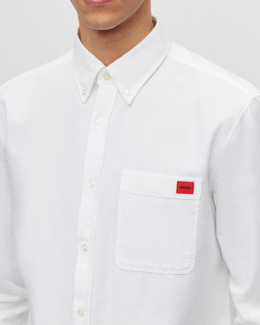 HUGO Evito Slim Fit Mens Long Sleeved Shirt - Open White 199