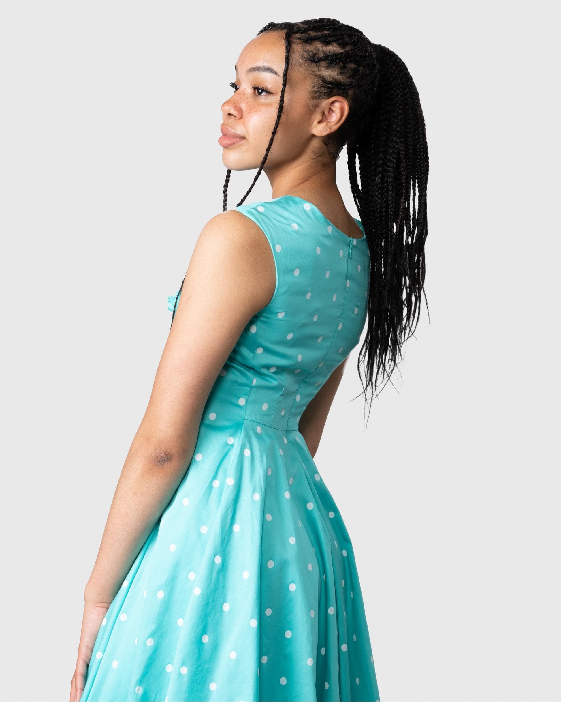 Joules Amelie Womens Dress - Ocean Green Elsa Spot CHO Joules Amelie Womens Dress - Ocean Green Elsa Spot CHO