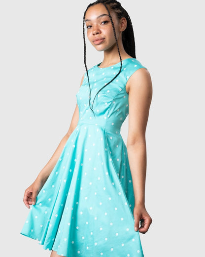 Joules Amelie Womens Dress - Ocean Green Elsa Spot