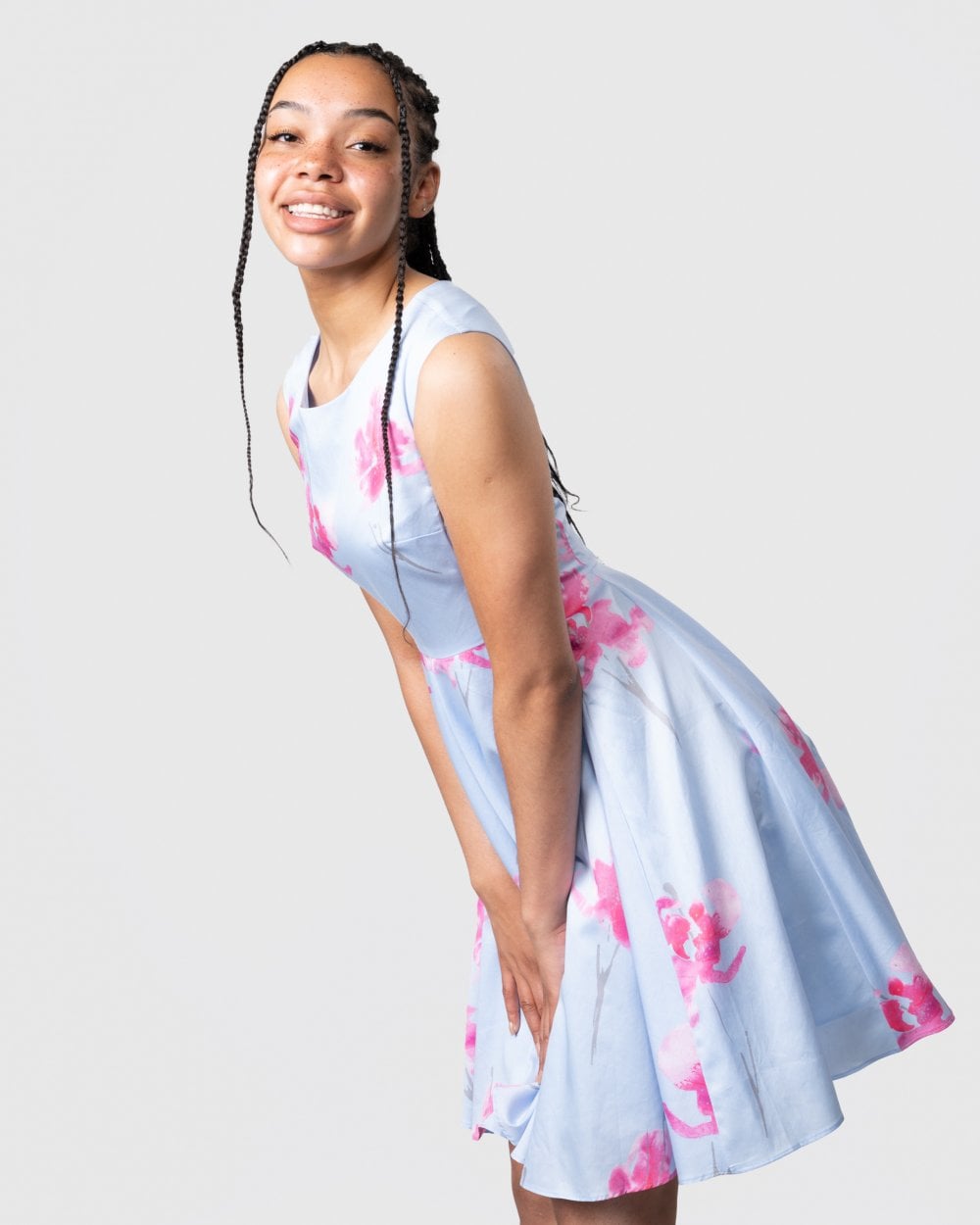 Joules Amelie Womens Dress - Sky Blue Orchid