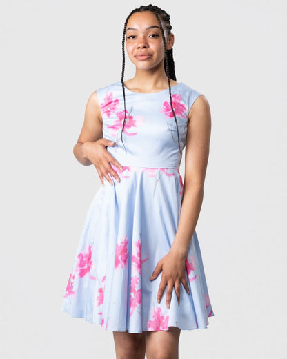 Joules Amelie Womens Dress - Sky Blue Orchid