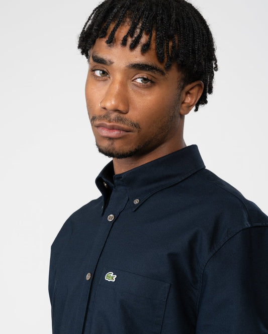 Lacoste Mens Casual Long Sleeve Woven Shirt - Navy F2W