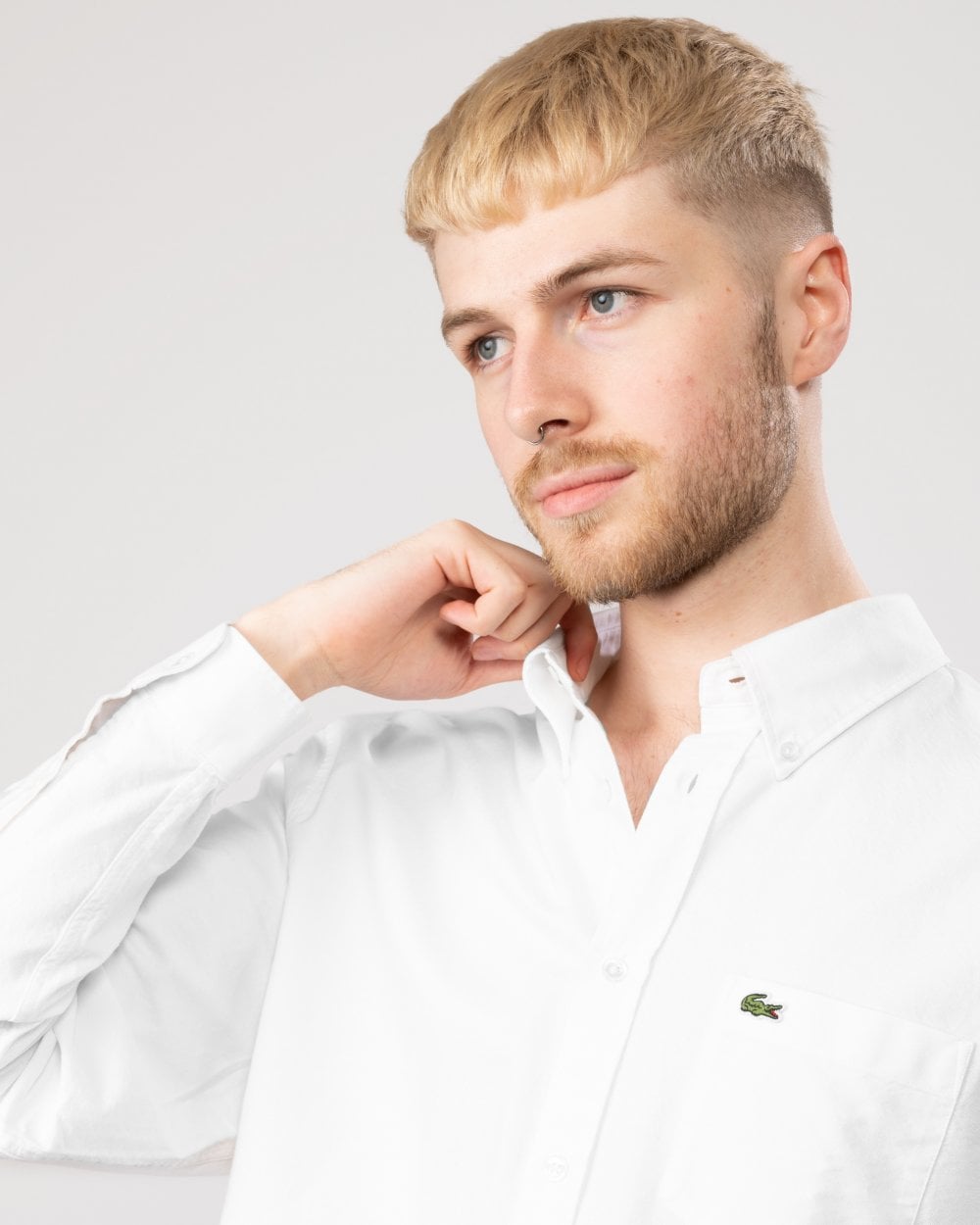 Lacoste Mens Casual Long Sleeve Woven Shirt - White 001