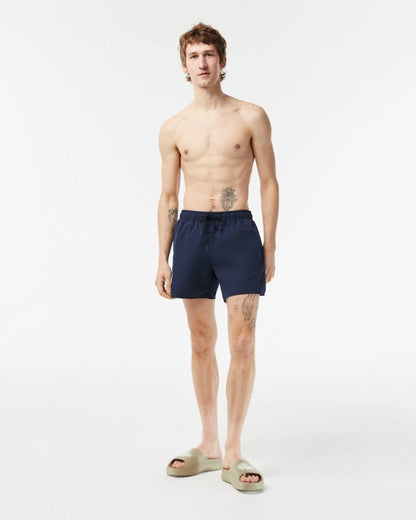 Lacoste Mens Light Quick-Dry Swim Shorts - Navy Blue/Green 802