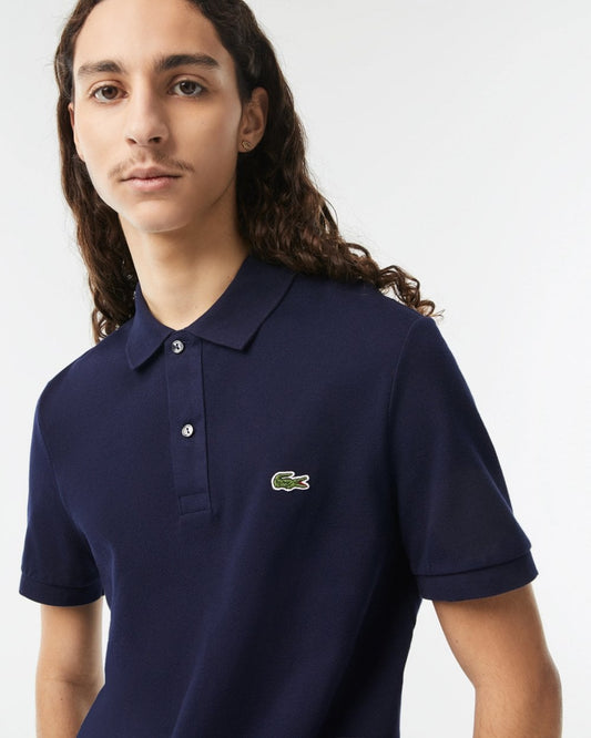 Lacoste Mens Original L.12.12 Slim Fit Petit Piqué Cotton Polo Shirt - Navy Blue 166