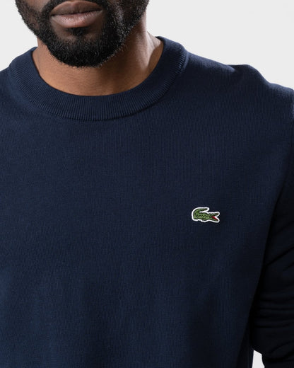 Lacoste Mens Organic Cotton Crew Neck Sweater - Navy Blue 166