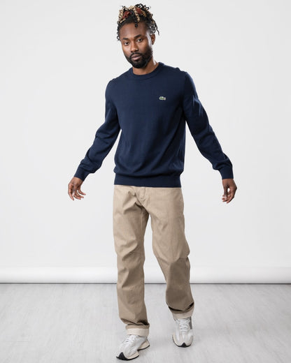 Lacoste Mens Organic Cotton Crew Neck Sweater - Navy Blue 166