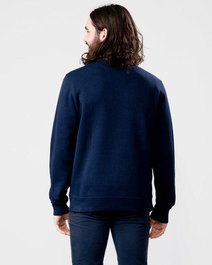 Lacoste Mens Zippered Stand-Up Collar Cotton Sweatshirt - Navy Blue 166