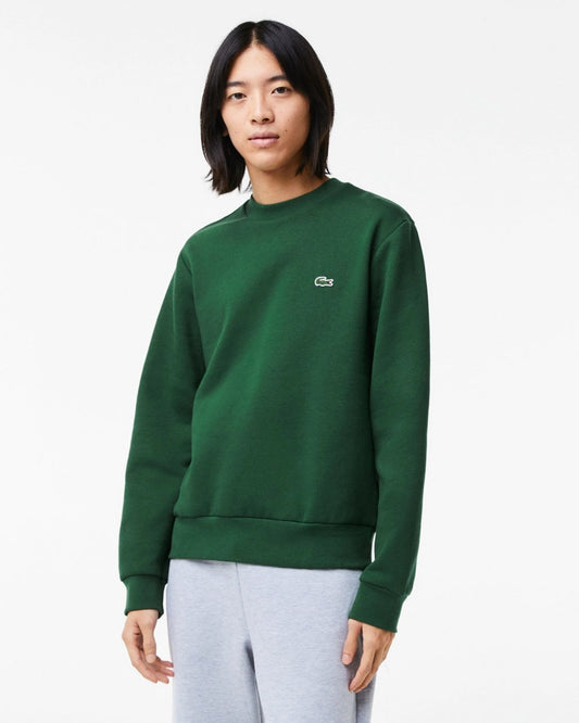 Lacoste Mens Crew Neck Fleece Sweatshirt - Green 132 - CHO - Designer Mens Sweatshirts