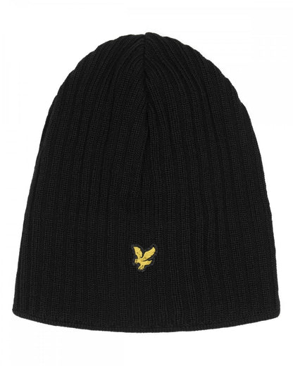 Lyle & Scott Knitted Ribbed Beanie - 572 True Black