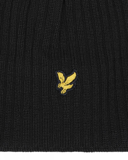 Lyle & Scott Knitted Ribbed Beanie - 572 True Black