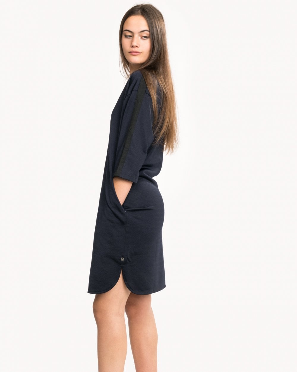Maison Scotch V-Neck Sweat Panel Sleeved Womens Dress