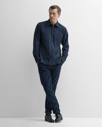 Oliver Sweeney Hawkesworth Mens Brushed Cotton Shirt - Navy