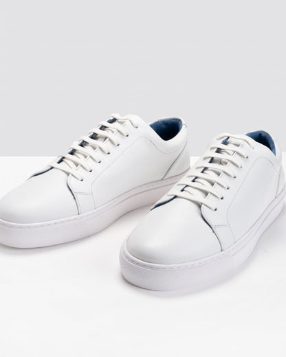 Oliver Sweeney Hayle Antiqued Calf Leather Mens Trainers - White